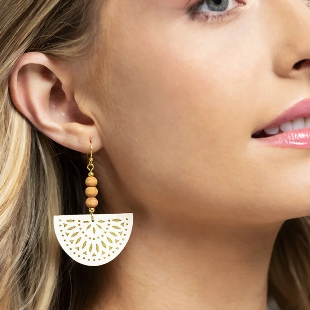 Half Moon Leather Earrings - Picture 7 of 7